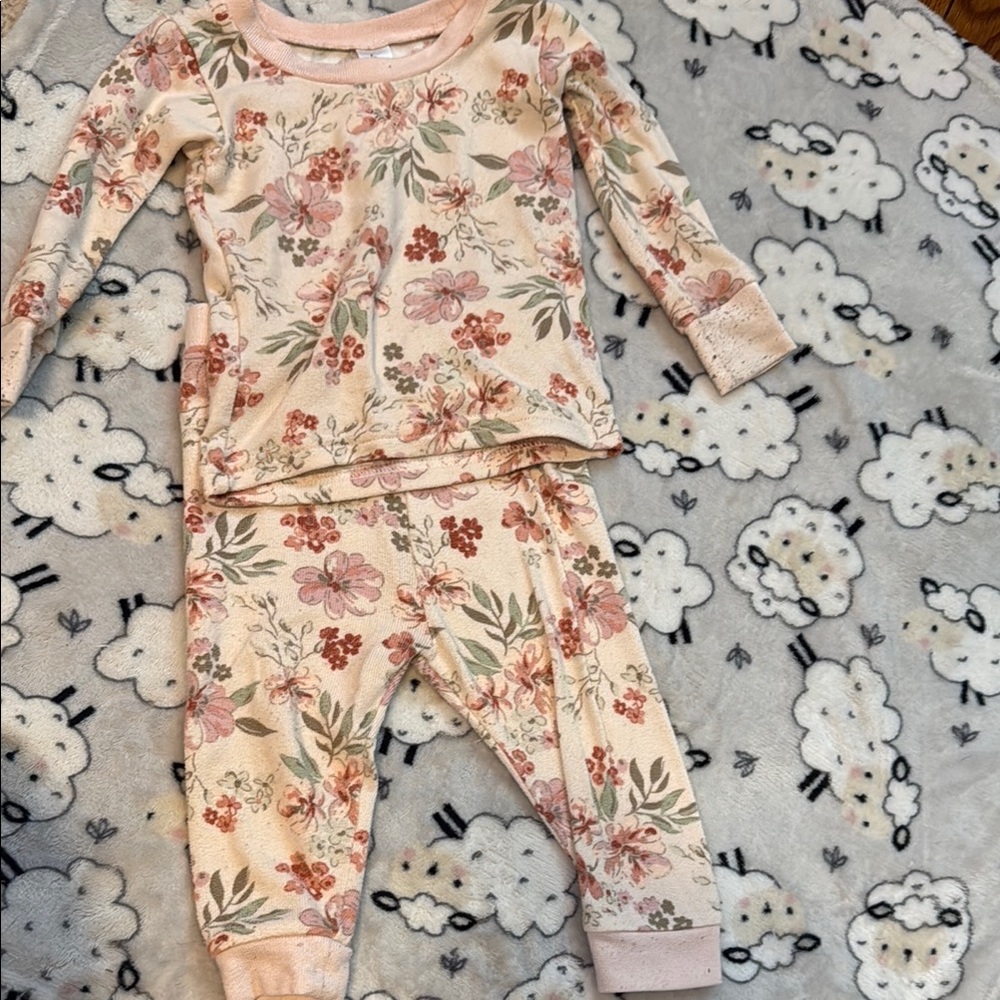 Floral Kids Pajamas Set - Pink and Green